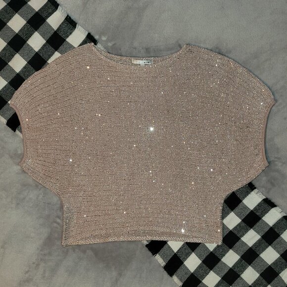 XL | WD.NY | Cropped Shimmer Sequin Knit Pullover - Picture 1 of 5
